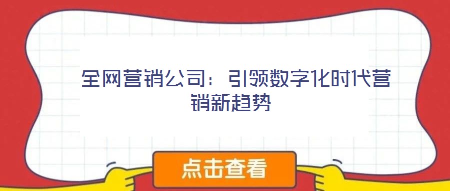 全網(wǎng)營銷公司:引領(lǐng)數(shù)字化時代營銷新趨勢