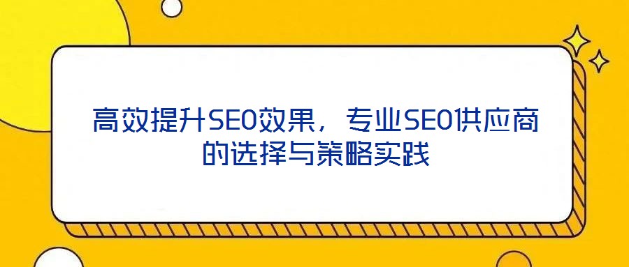 高效提升SEO效果,專業(yè)SEO供應(yīng)商的選擇與策略實(shí)踐