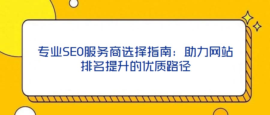 專業(yè)SEO服務(wù)商選擇指南:助力網(wǎng)站排名提升的優(yōu)質(zhì)路徑
