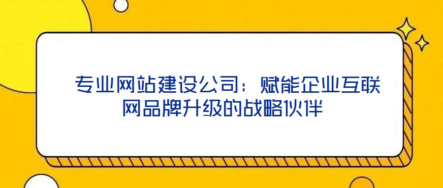  專業(yè)網站建設公司：賦能企業(yè)互聯(lián)網品牌升級的戰(zhàn)略伙伴