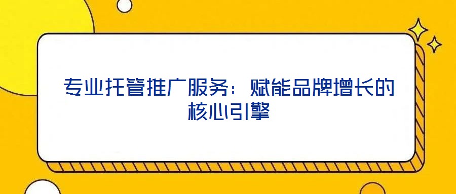 專業(yè)托管推廣服務(wù):賦能品牌增長的核心引擎