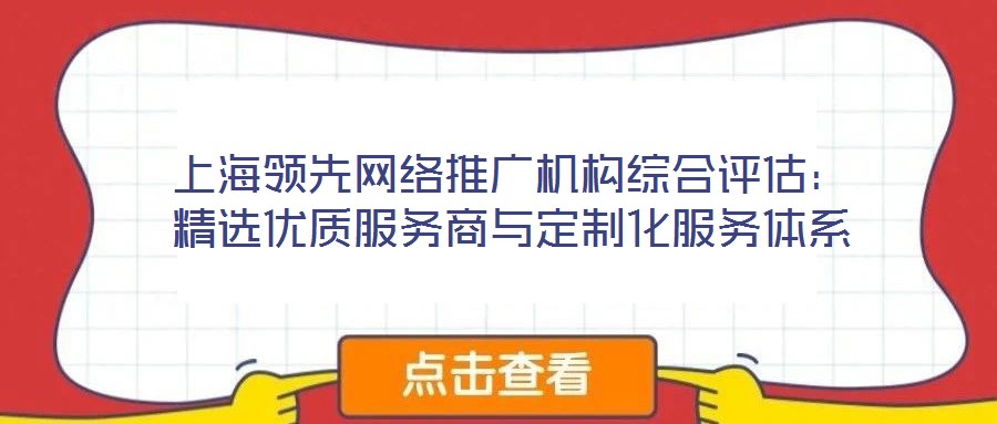 上海領先網絡推廣機構綜合評估:精選優質服務商與定制化服務體系