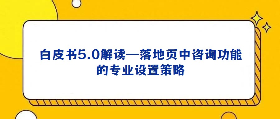 白皮書5.0解讀—落地頁中咨詢功能的專業(yè)設(shè)置策略